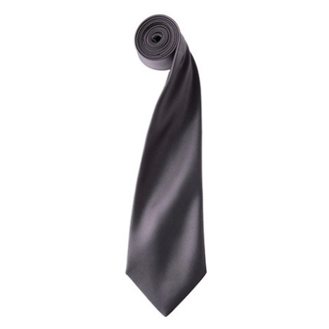 Premier Workwear Pánska saténová kravata PR750 Dark Grey -ca. Pantone 431