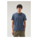 Tričko Woolrich Light Garment Dyed T-Shirt Modrá