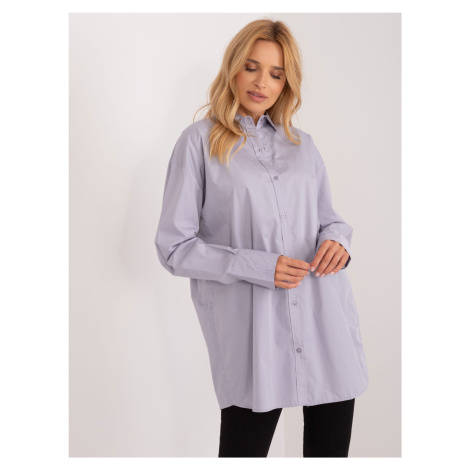 Gray button-down shirt with cotton blend