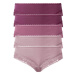 esmara® Dámske nohavičky s čipkou, 5 kusov (fialovoružová/ružová/bledoružová)