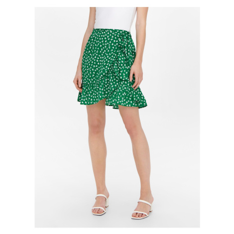 Green Floral Short Wrap Skirt ONLY Olivia - Women