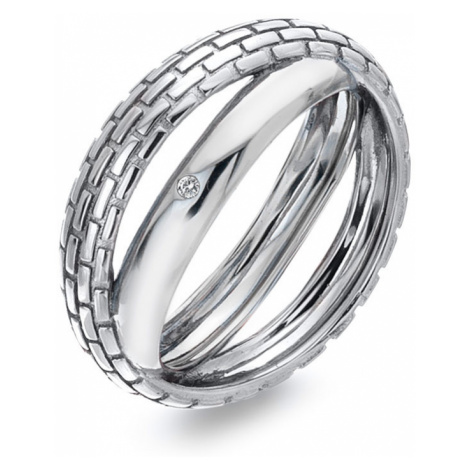 Hot Diamonds Originálny strieborný prsteň s diamantom Woven DR235 60 mm
