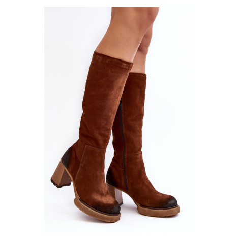 Women's high-heeled suede boots Lemar Brown Ceraxa