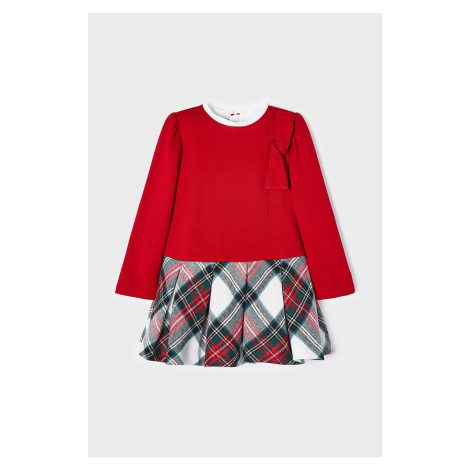 Dievčenské bavlnené šaty Mayoral červená farba, mini, áčkový strih