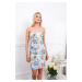 Elegant fitted dress with blue flowers