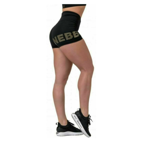 Nebbia Gold Print Shorts Black Fitness nohavice