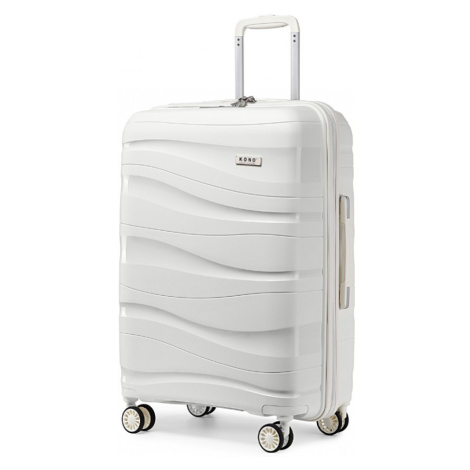 KONO Cestovný kufor na kolieskach s TSA zámkom 105L - biely