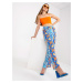 Blue wide trousers with fabric pattern