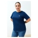 Trendyol Curve Navy Blue Embroidery Detailed Basic 100% Cotton Knitted T-shirt