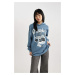 DEFACTO Oversize Fit Printed Hooded Thick Sweatshirt