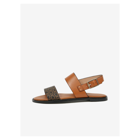 Hnedé dámske kožené sandále Calvin Klein