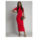 Midi pencil dress with red turtleneck