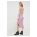 Šaty Abercrombie & Fitch fialová farba, midi, priliehavá
