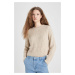 DEFACTO Cool Regular Fit Crew Neck Basic Plain Knitwear Sweater