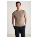 GRIMELANGE Jeremy Men's Slim Fit Knitwear Look Fabric Knitwear Collar Thick Textured T-shir