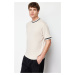 Trendyol Stone Oversize/Wide Cut Textured Stripe Detail T-Shirt