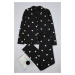 Trendyol Black 100% Cotton Heart Patterned Knitted Pajama Set