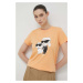 Bavlnené tričko Karl Lagerfeld oranžová farba