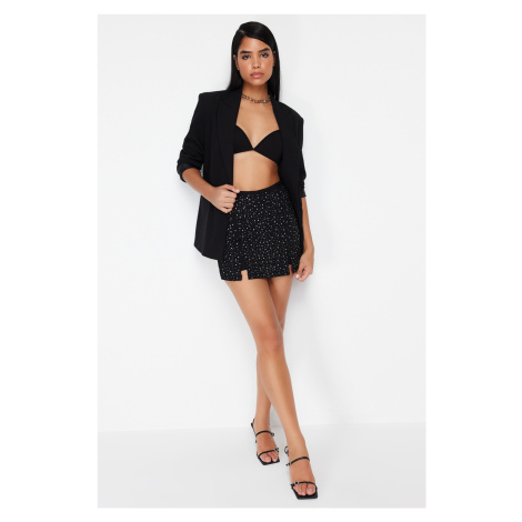 Trendyol Black Shiny Stone Woven Shorts Skirt