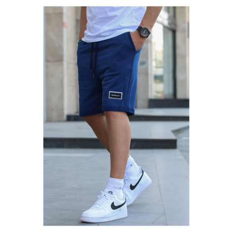 Madmext Navy Blue Regular Fit Basic Men's Capri Shorts.