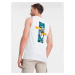 Ombre Summer Vibe printed men&#039;s cotton tank top - white