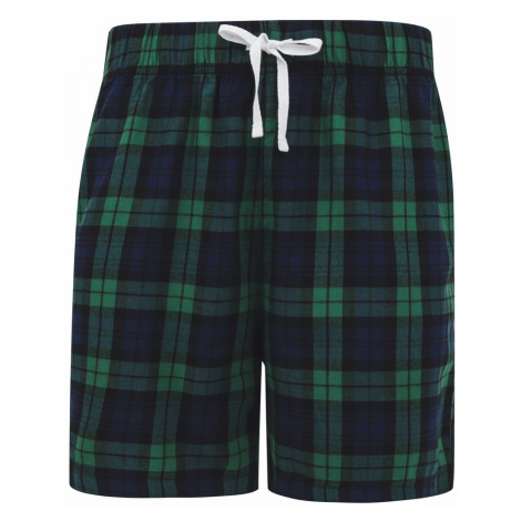 SF (Skinnifit) Pánske flanelové pyžamové šortky - Tmavomodrá / zelená
