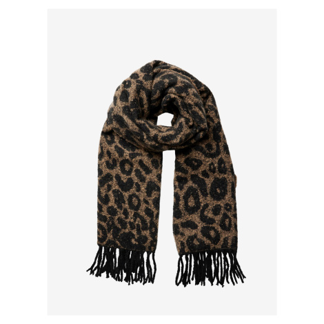 Black-brown women's scarf with animal pattern Pieces Pyron - Women