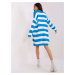 Blue and white loose striped cardigan