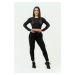 Dámský top Nebbia Intense Women's Long Sleeve Crop Top Perform 839 Black XS