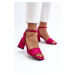 Women's high-heeled sandals made of Eco Suede Fuchsia Upttima