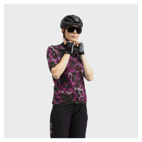 ALÉ Cyklistický dres s krátkym rukávom - WOODLAND GRAVEL LADY - fialová/čierna/ružová