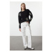 Trendyol Black Ribbed Wide Cut Floral Patterned Crew Neck Knitwear Sweater