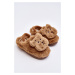 Children's fur slippers with teddy bear, brown Dicera