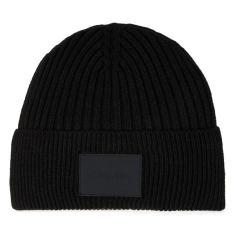 Calvin Klein Čiapka Tonal Rubber Patch Beanie K50K511291 Čierna