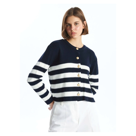 LC Waikiki LCW Vision Crew Neck Striped Long Sleeve Women's Knitwear Cardigan