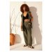 Trendyol Green 100% Linen High Waist Barrel Trousers