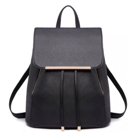 LULU Čierny elegantný kožený batoh „Majestic“ 12L