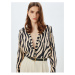 Koton Zebra Patterned Shirt Long Sleeve V Neck