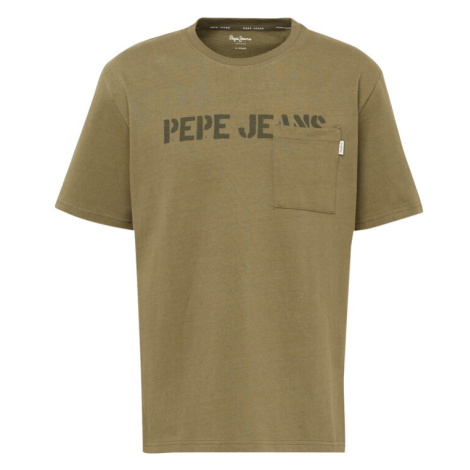 Pepe Jeans Tričko 'COSBY'  kaki / biela