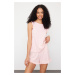 Trendyol Pink 100% Cotton Ruffle Detailed Knitted Pajama Set