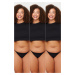 Trendyol Curve Black 3-Pack Cotton Plus Size String Panties