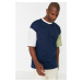 Trendyol pánske oversize/široký strih color block Crew tričko s krátkym rukávom 100% bavlna.