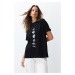 Trendyol Black 100% Cotton Planet Print Oversize/Wide Knit T-Shirt