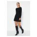 Trendyol Black Mini Knitwear Pleated Skirt Detailed Dress