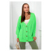 Button-down sweater with puff sleeves green neon