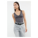 Trendyol Anthracite Soft Touch / Soft Fitted V-Neck Knitted Body with Snap Fasteners