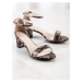Dámske sandále so zvieracím motívom na širokom podpätku P59736 - GOODIN hnědá-béžová