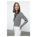 Trendyol Black Polo Neck Basic Striped Knitwear Sweater