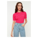 Trendyol Fuchsia Basic Striped Knitwear Sweater