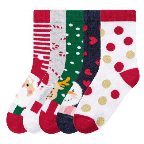 pepperts!® Dievčenské vianočné ponožky, 5 párov (červená/sivá/zelená)